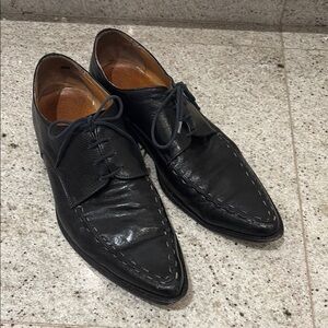 Braiau Black Leather Oxford Men's Shoes with Laces